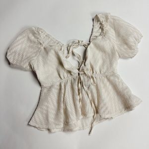 Lace Tie Cream Crop Top